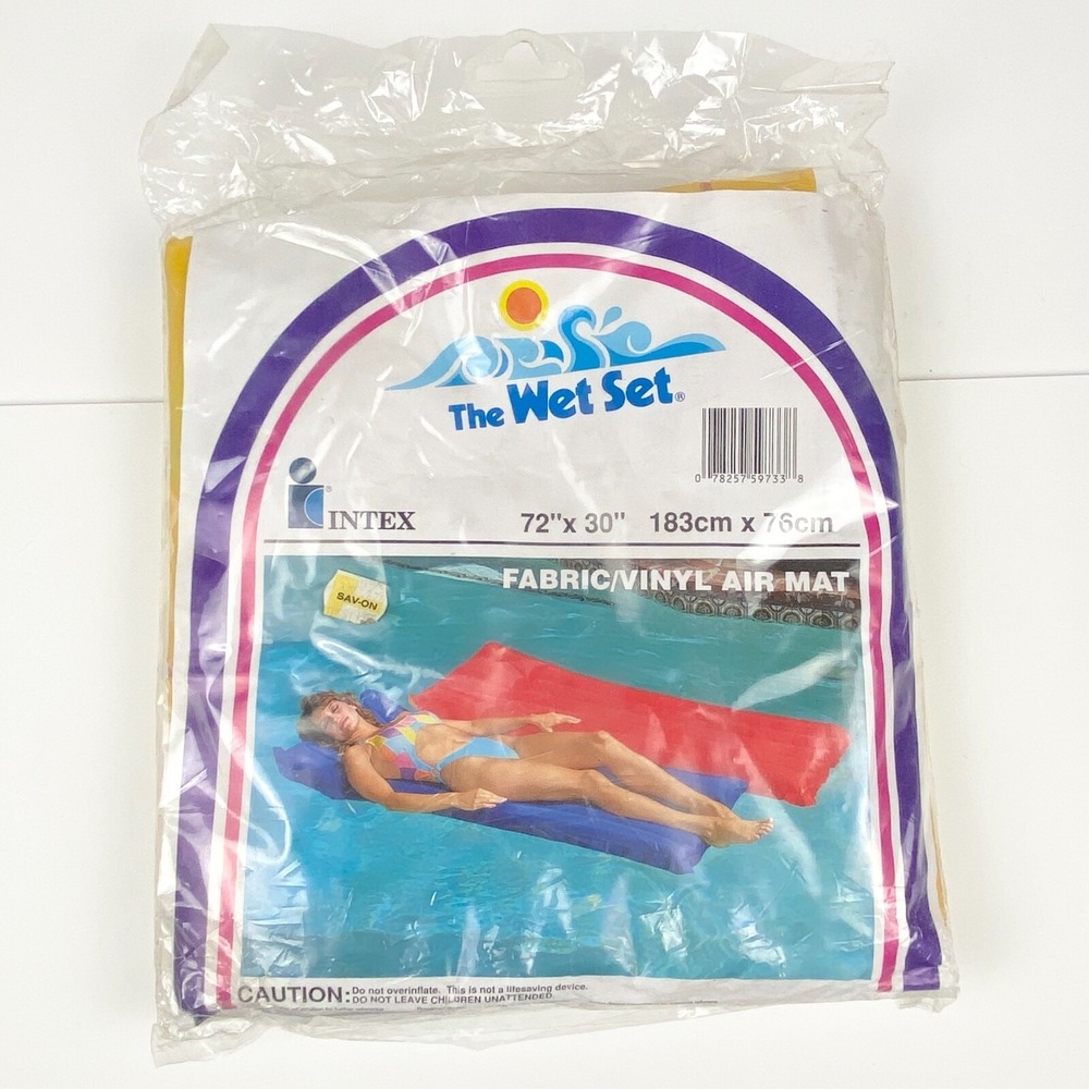 Vintage 1990 Intex The Wet Set Inflatable Fabric/Vinyl Air Mat 72"x30" Summer